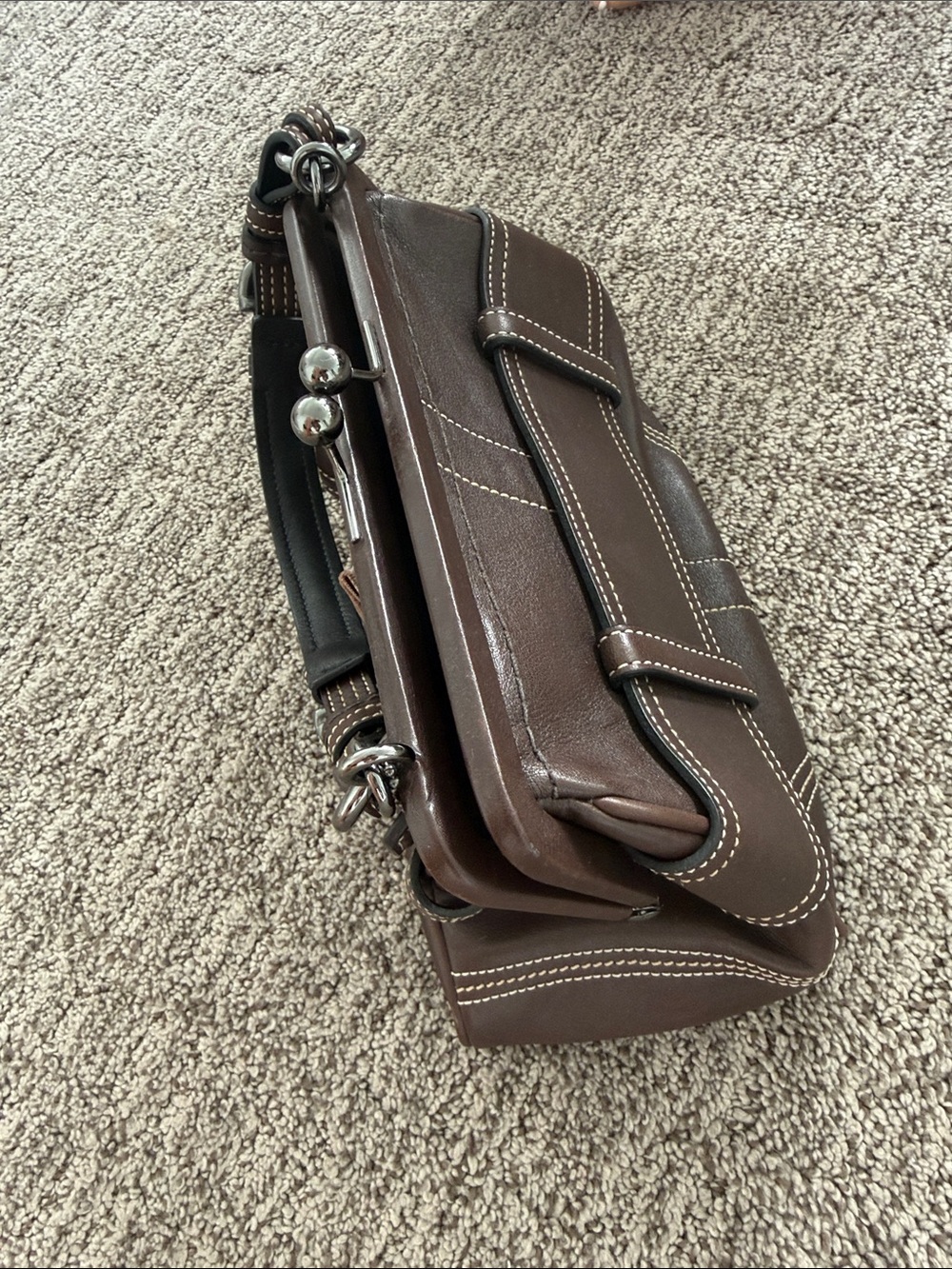 Coach (re) loved Women's Brown Leather Top-Handle Bag with Decorative Buckle - Picture 6 of 6